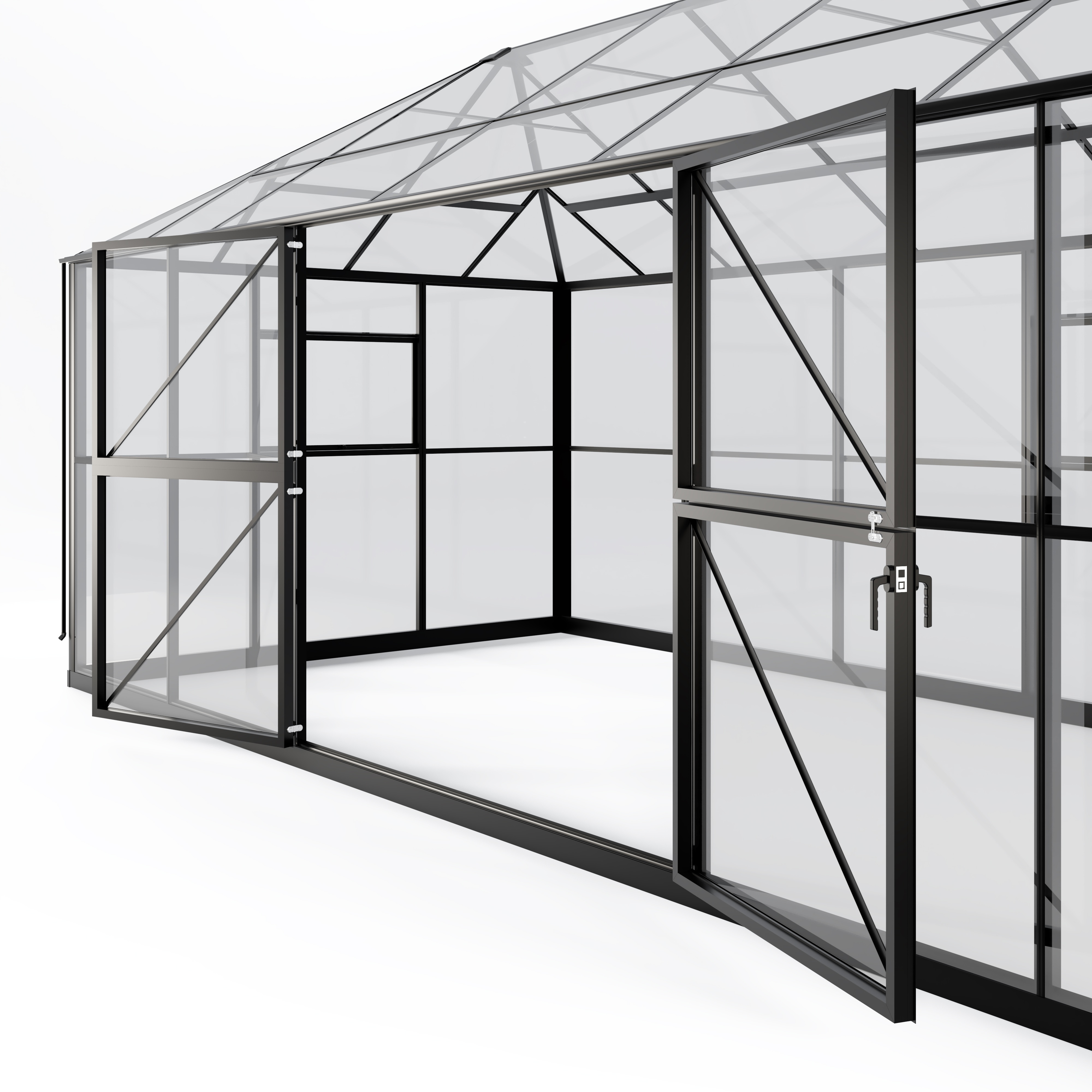 Oranżeria ogrodowa Titan Shield Gazebo XX-Large 25,5 m² szkło hartowane 4 mm, aluminium, czarna