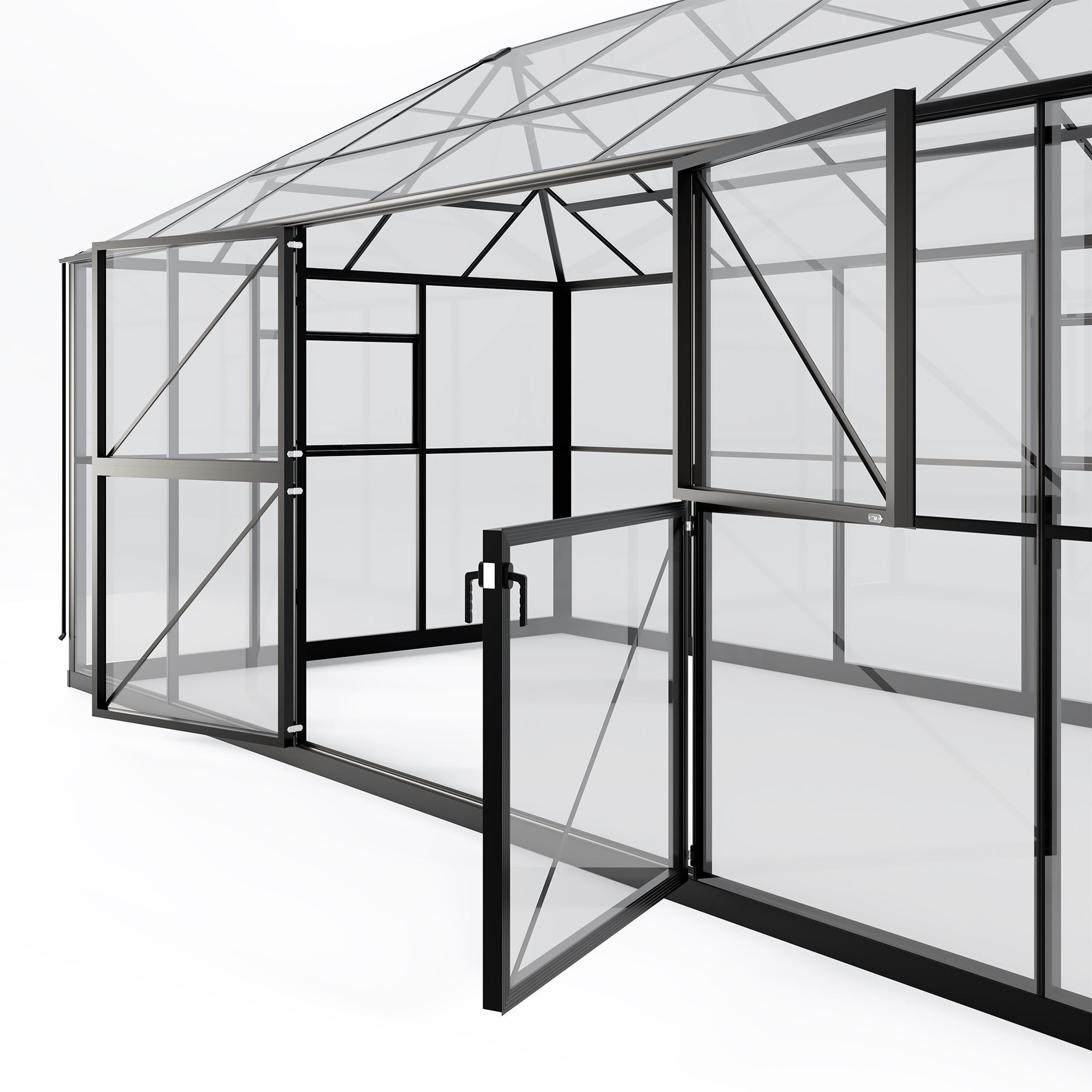 Oranżeria ogrodowa Titan Shield Gazebo XX-Large 25,5 m² szkło hartowane 4 mm, aluminium, czarna