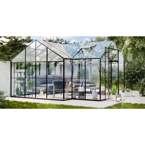 Oranżeria ogrodowa Royal Park Orangery 16,6 m² szkło hartowane 4 mm, aluminium, czarna