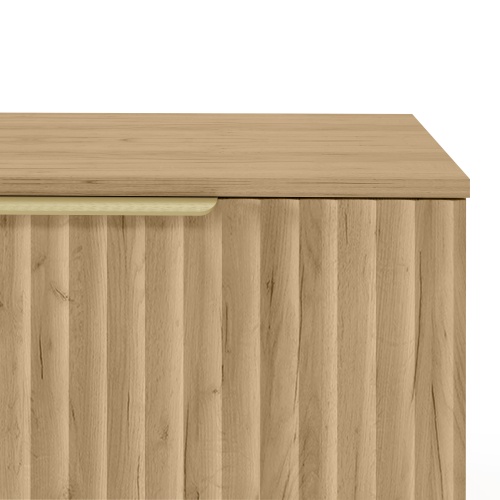 Szafka pod umywalkę nablatową Tibu 80 cm, ryflowana, złoty uchwyt, dąb craft złoty