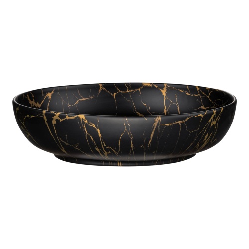 Umywalka nablatowa Mona, 52 cm, czarny mat, dekor marmuru
