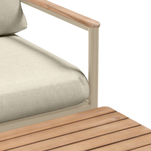Zestaw mebli ogrodowych Porticello, aluminiowy, drewno akacjowe FSC, teak look, beżowy/czarny - kopia