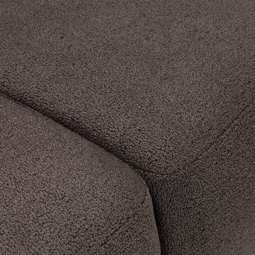 Sofa rozkładana Botse ciemnobrązowa z pojemnikiem, obłe kształty, boucle