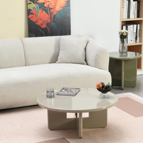 Stolik kawowy Vinto 80 cm, beżowy, glossy