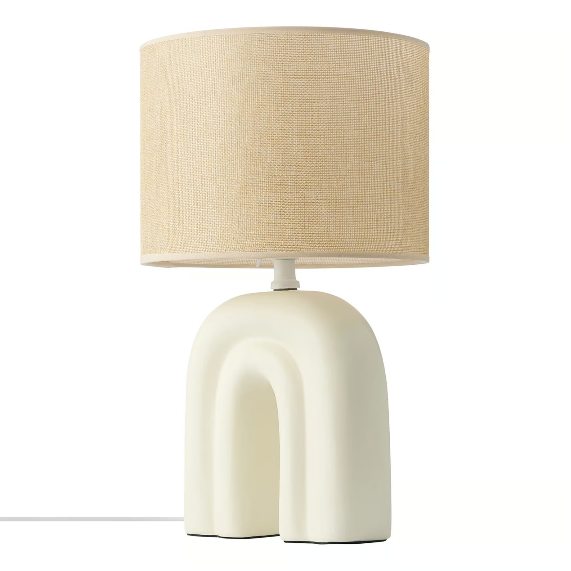 Lampa stołowa Haze, ceramiczna z lnianym abażurem, beżowa