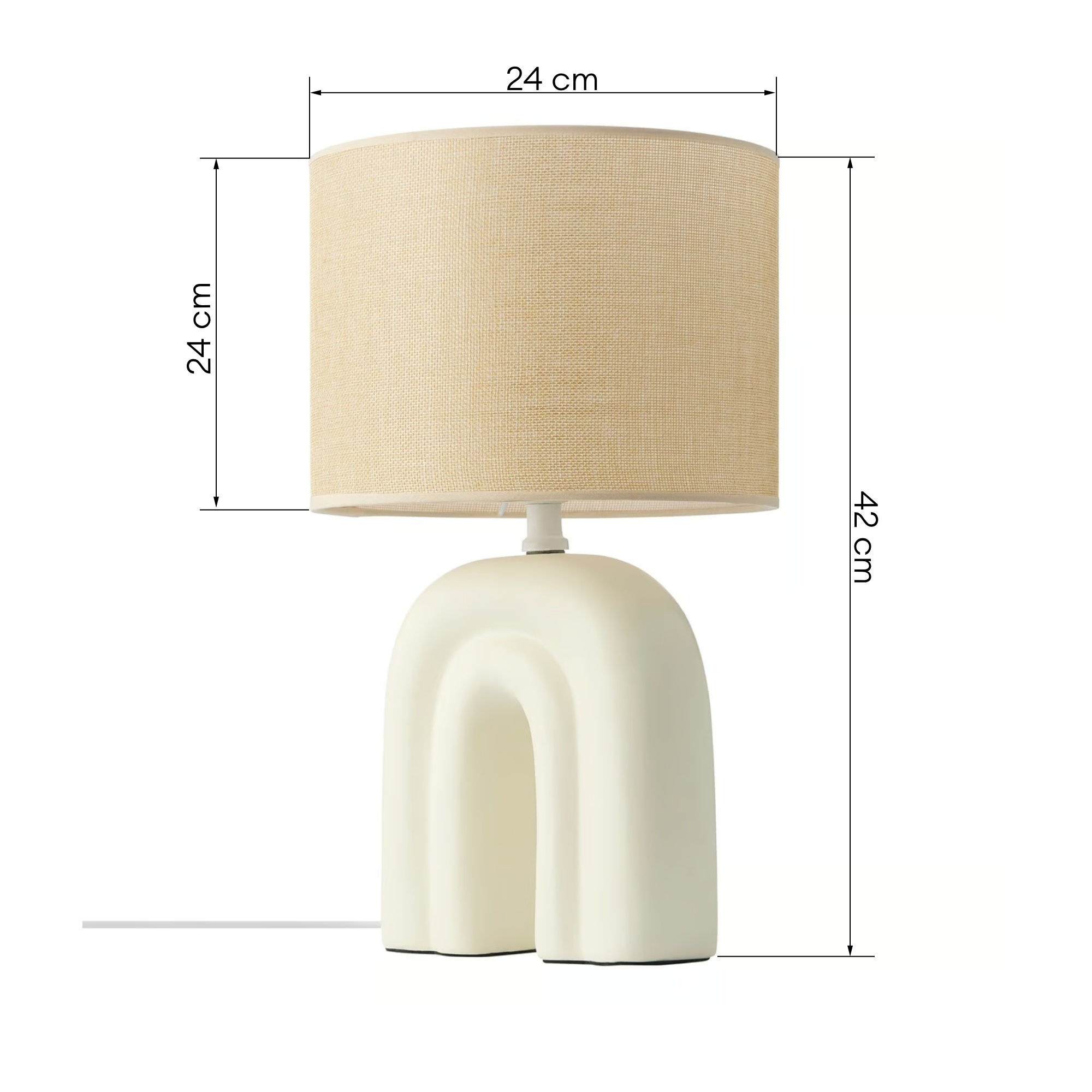 Lampa stołowa Haze, ceramiczna z lnianym abażurem, beżowa