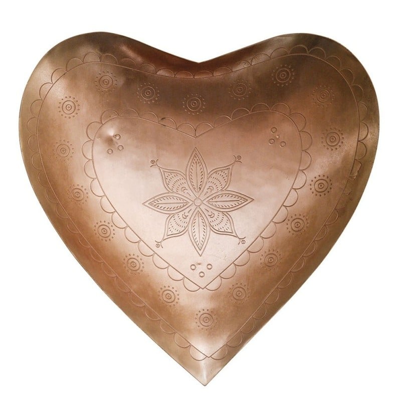 Taca dekoracyjna Heart 31x29 cm metalowa/miedziana