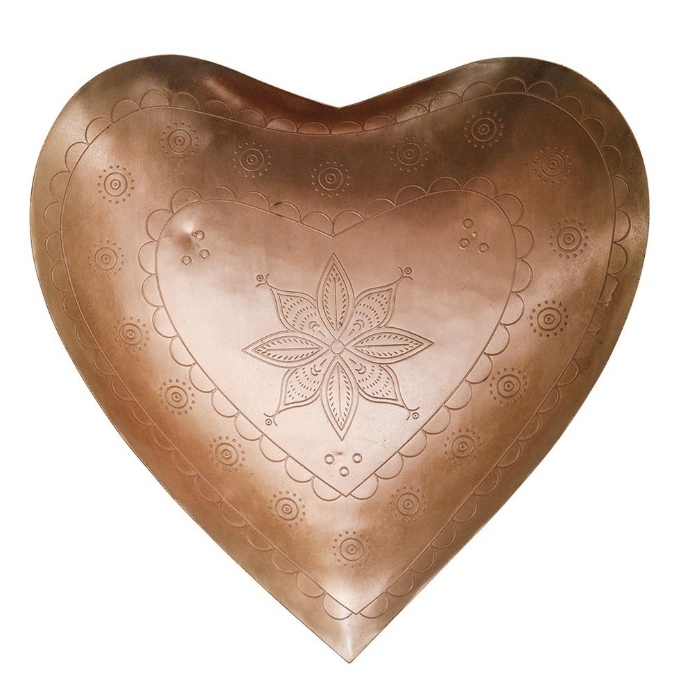 Taca dekoracyjna Heart 31x29 cm metalowa/miedziana