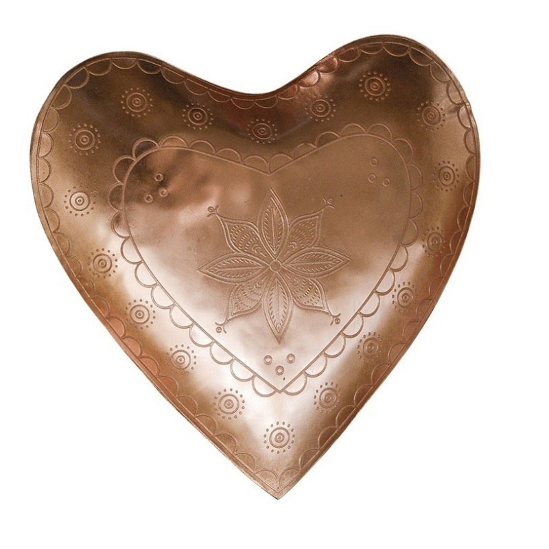 Taca dekoracyjna Heart 24x23 cm metalowa/miedziana