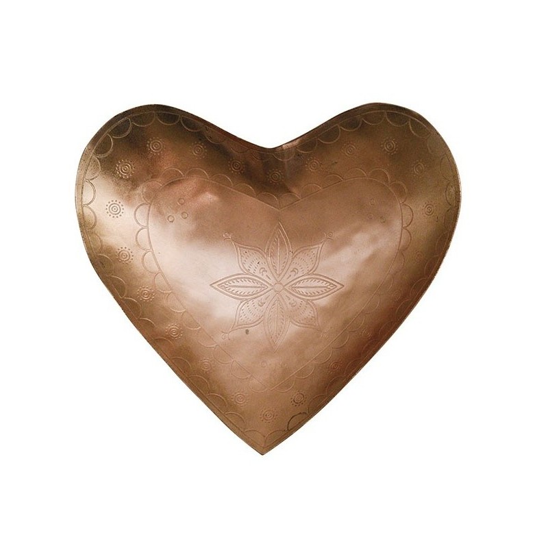Taca dekoracyjna Heart 19x18 cm metalowa/miedziana