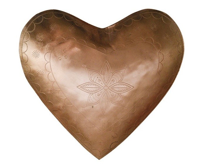 Taca dekoracyjna Heart 19x18 cm metalowa/miedziana