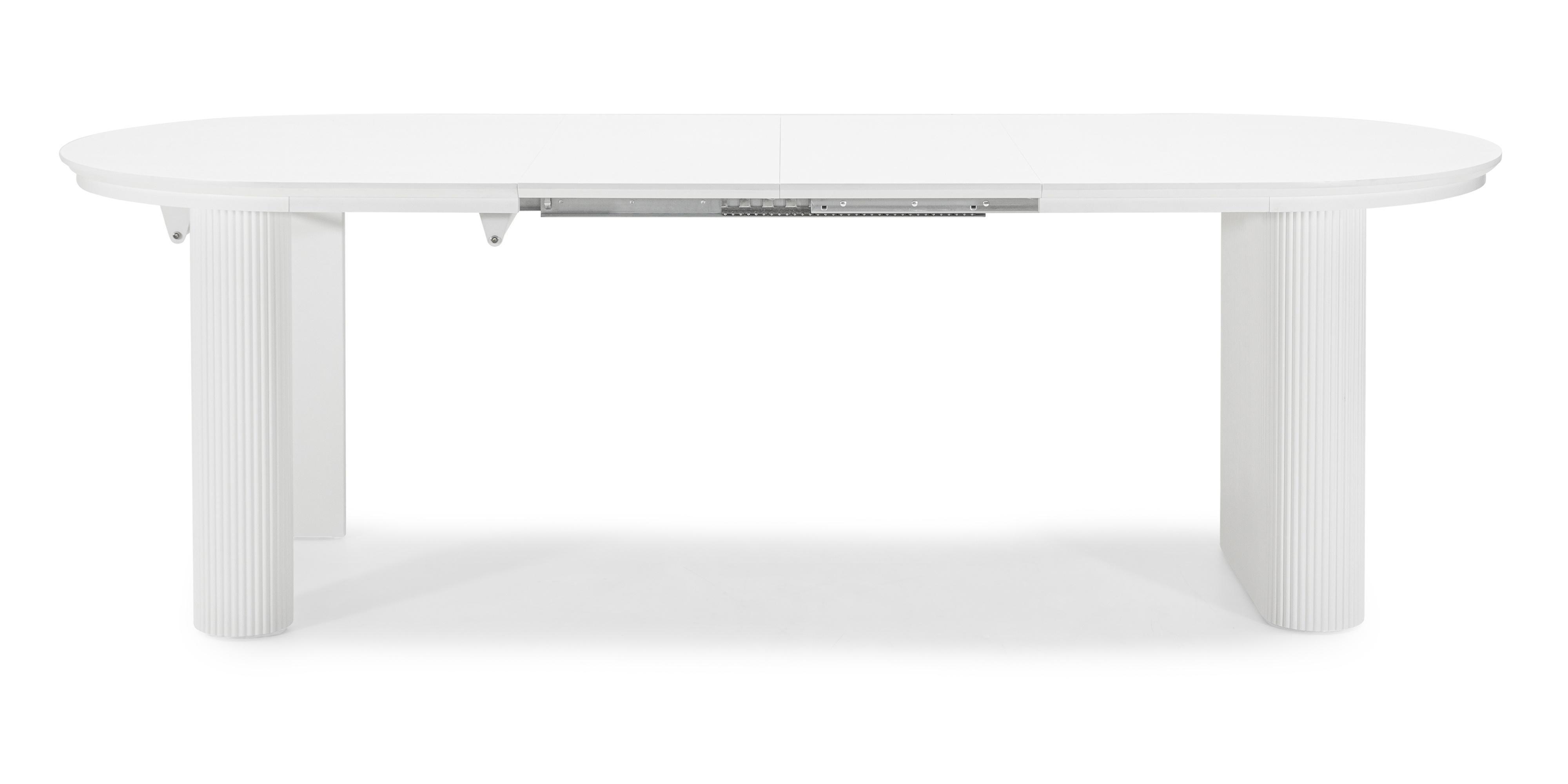 Stół rozkładany Audrey 160 cm, owalny, biały, ryflowany, obłe kształty