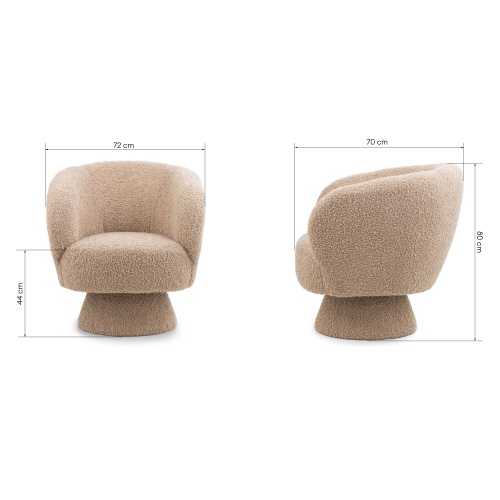 Obrotowy fotel Dream, beżowy, boucle