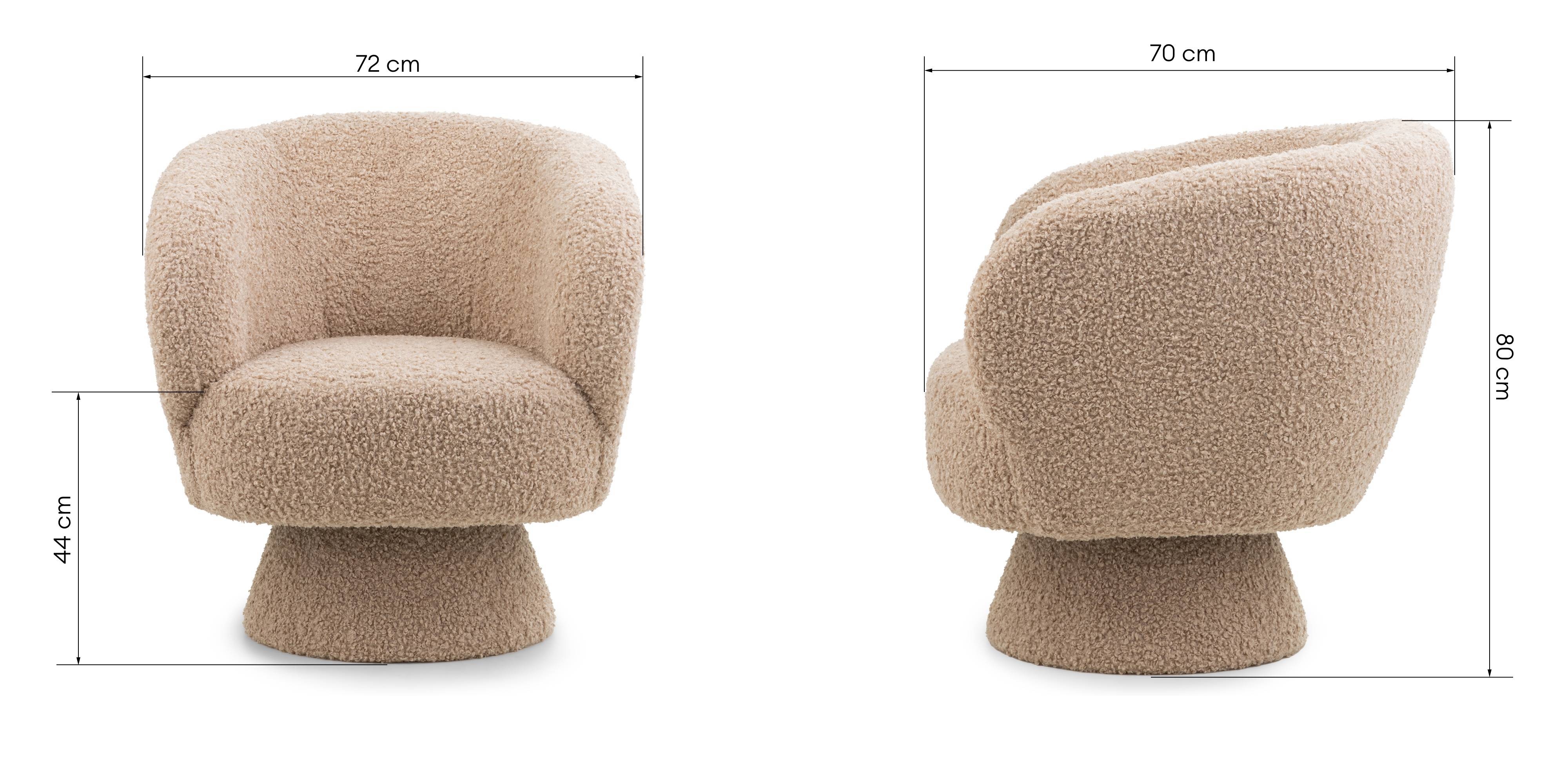Obrotowy fotel Dream, beżowy, boucle
