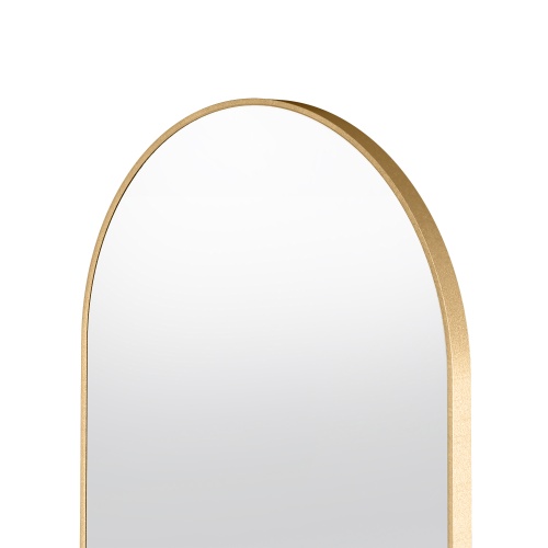 Lustro wiszące w metalowej ramie Serene ll, półowalne, złote