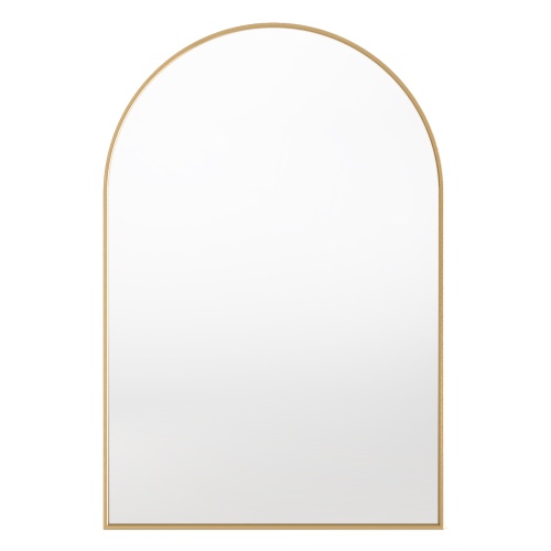 Lustro wiszące w metalowej ramie Serene ll, półowalne, złote