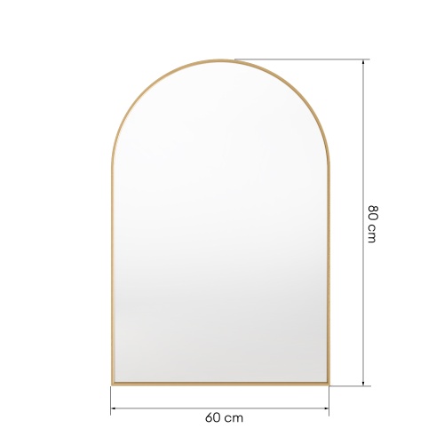 Lustro wiszące w metalowej ramie Serene ll, półowalne, złote