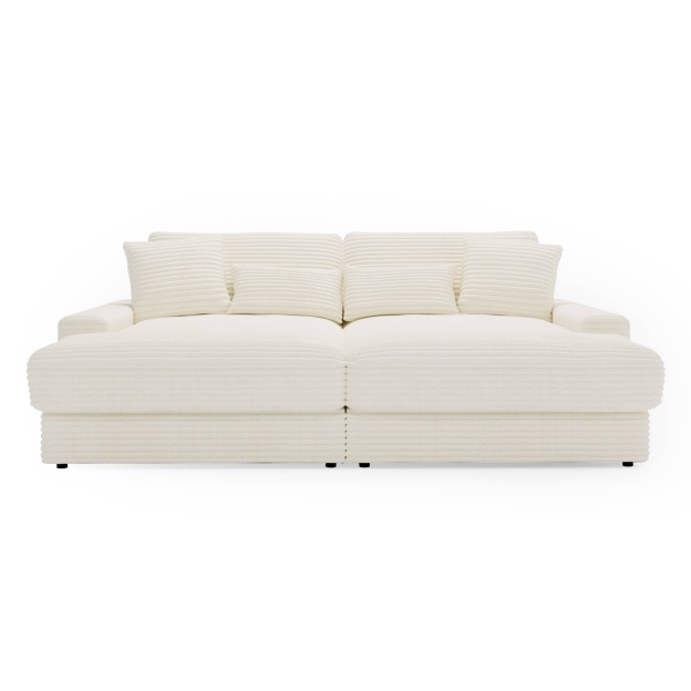 Sofa do salonu Happy, kremowa, sztruks