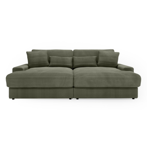 Sofa do salonu Happy, oliwkowozielona, sztruks