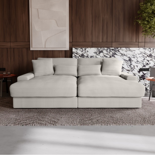 Sofa do salonu Happy, szara, sztruks