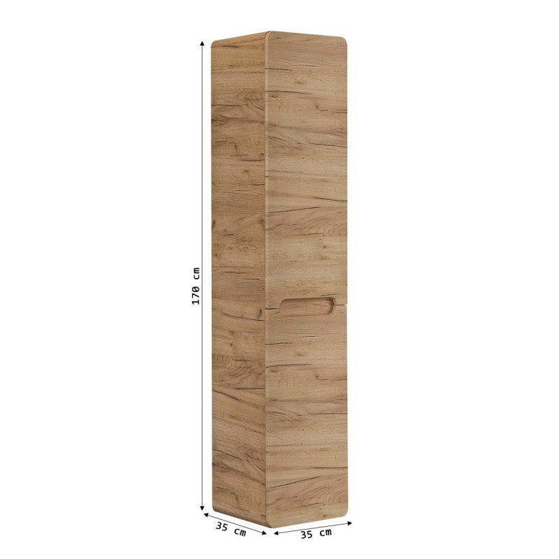 Szafka łazienkowa słupek Aruba 170 cm z koszem na pranie dąb craft złoty