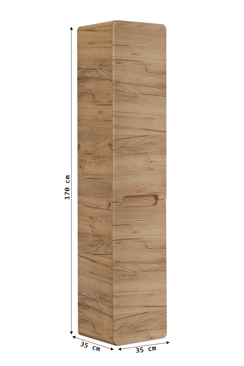 Szafka łazienkowa słupek Aruba 170 cm z koszem na pranie dąb craft złoty