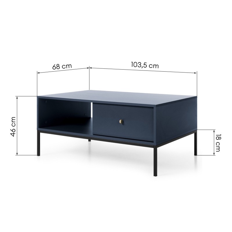 Stolik kawowy Mono 103 cm z 2 szufladami granatowy