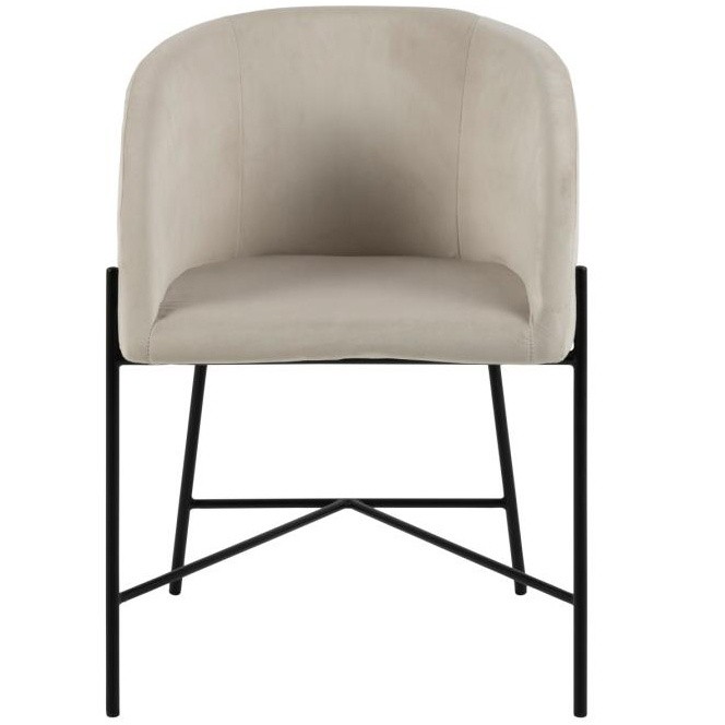 Welurowe krzesło do jadalni Nelson beżowe/czarne