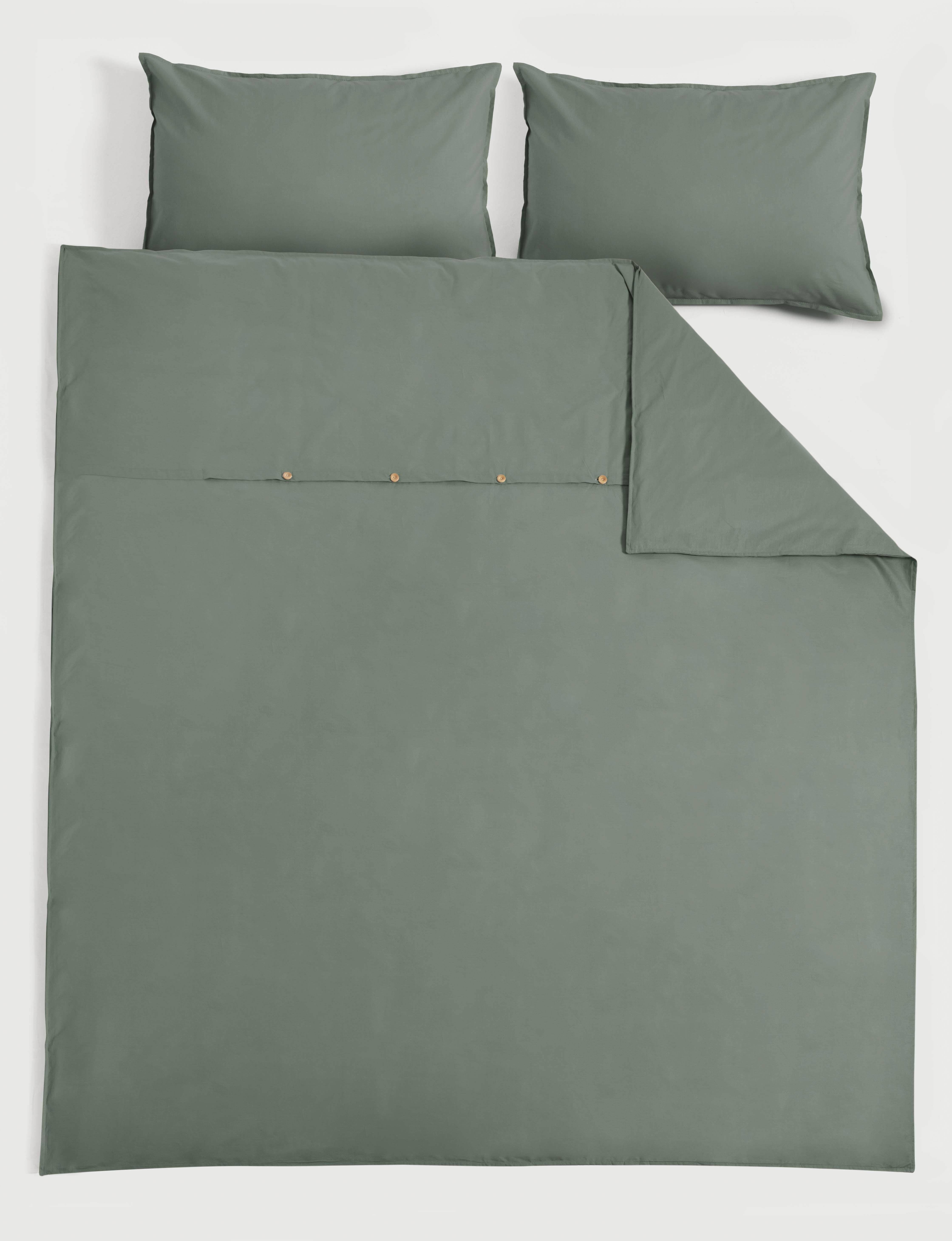 Komplet pościeli bawełnianej Basic 200x200 cm szarozielony