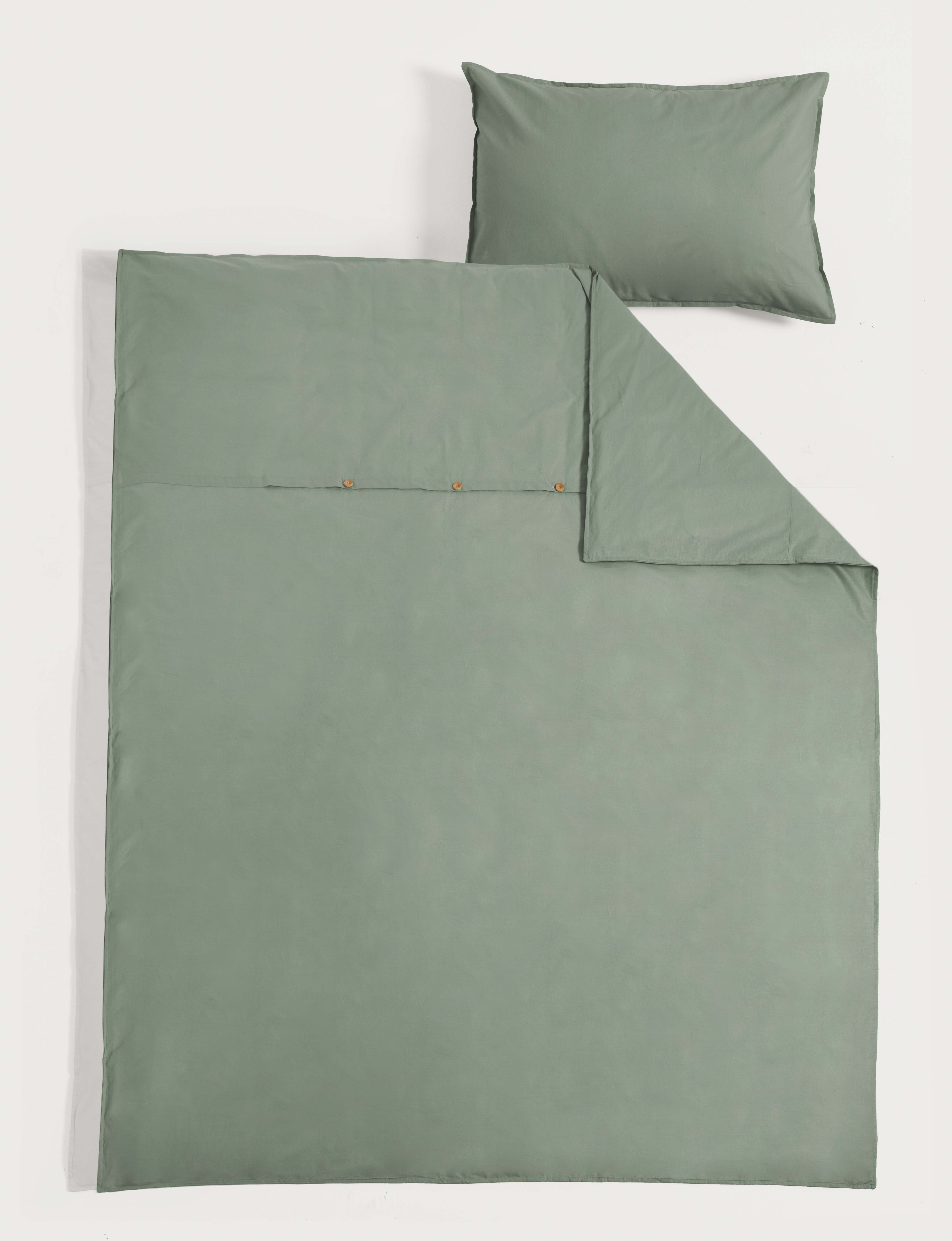 Komplet pościeli bawełnianej Basic 150x200 cm szarozielony