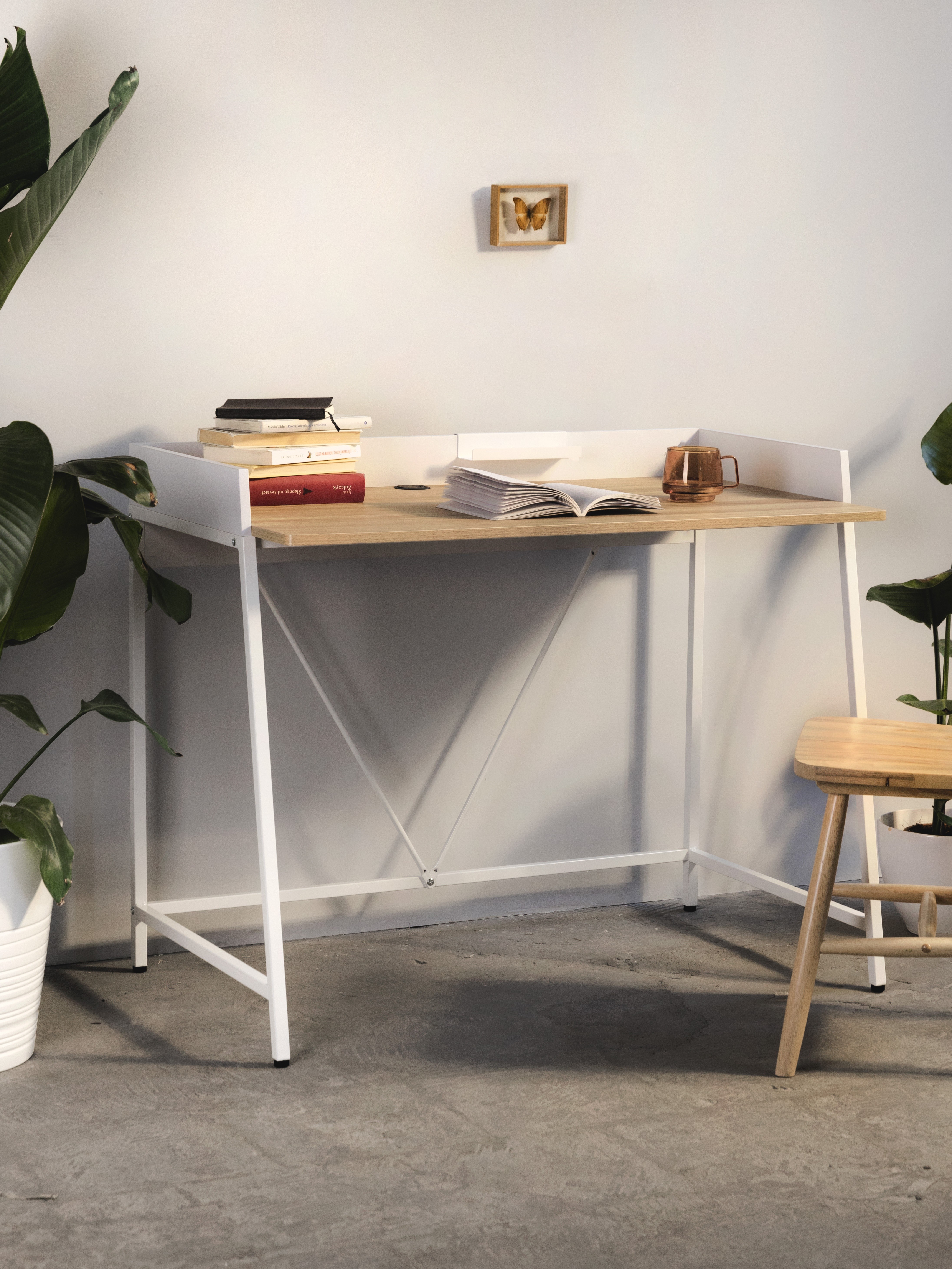 Biurko Marcell 103 cm loft buk/białe