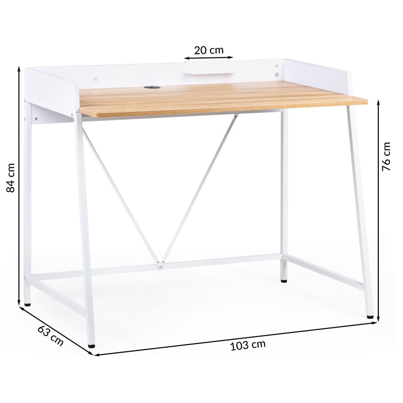 Biurko Marcell 103 cm loft buk/białe