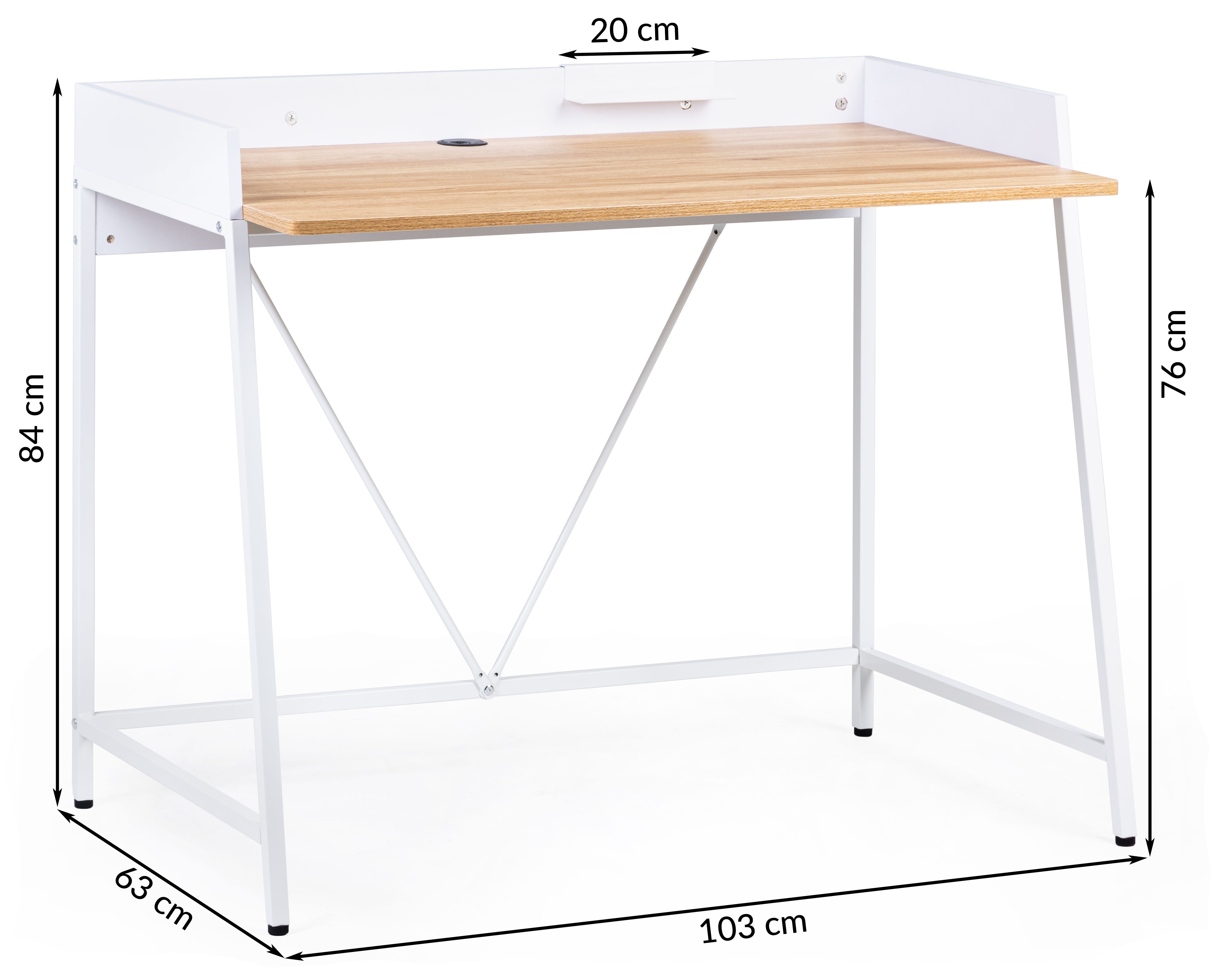 Biurko Marcell 103 cm loft buk/białe