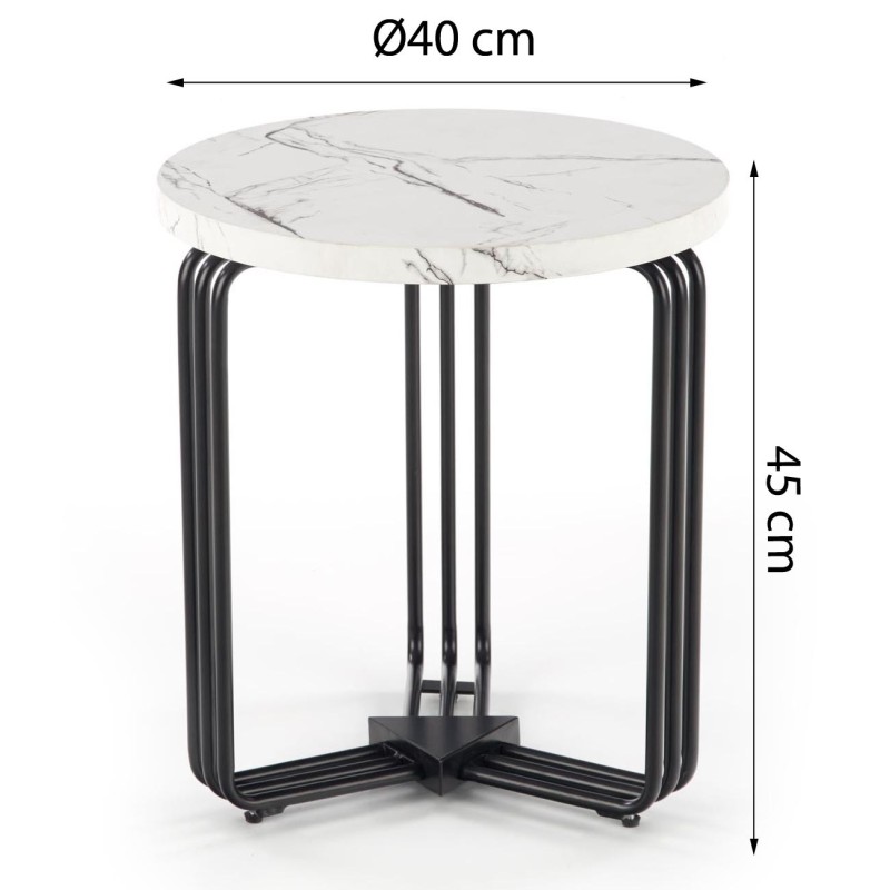 Okrągły stolik kawowy Antica-S 40 cm biały efekt marmuru