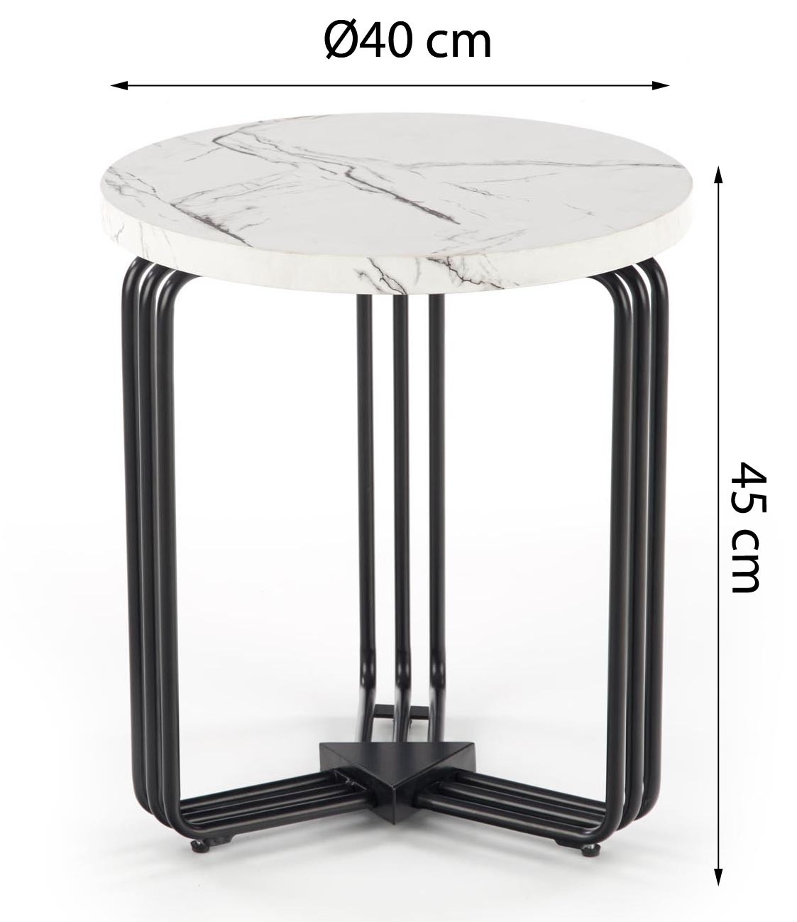 Okrągły stolik kawowy Antica-S 40 cm biały efekt marmuru