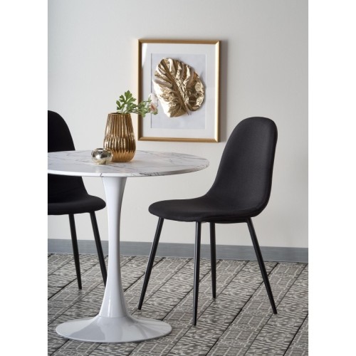 Stół okrągły Denver 80 cm biały efekt marmuru