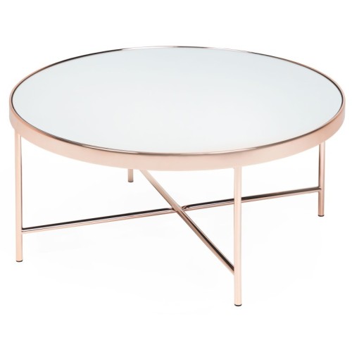 Okrągły stolik kawowy Elisa II 82 cm, miedziany/lustro