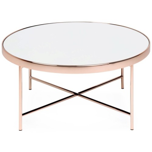 Okrągły stolik kawowy Elisa II 82 cm, miedziany/lustro