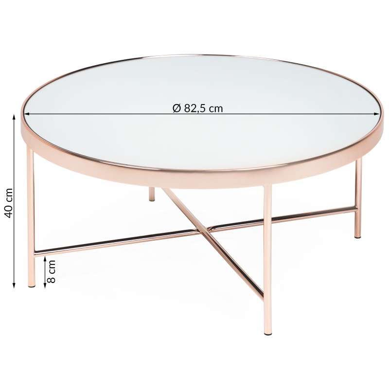 Okrągły stolik kawowy Elisa II 82 cm, miedziany/lustro