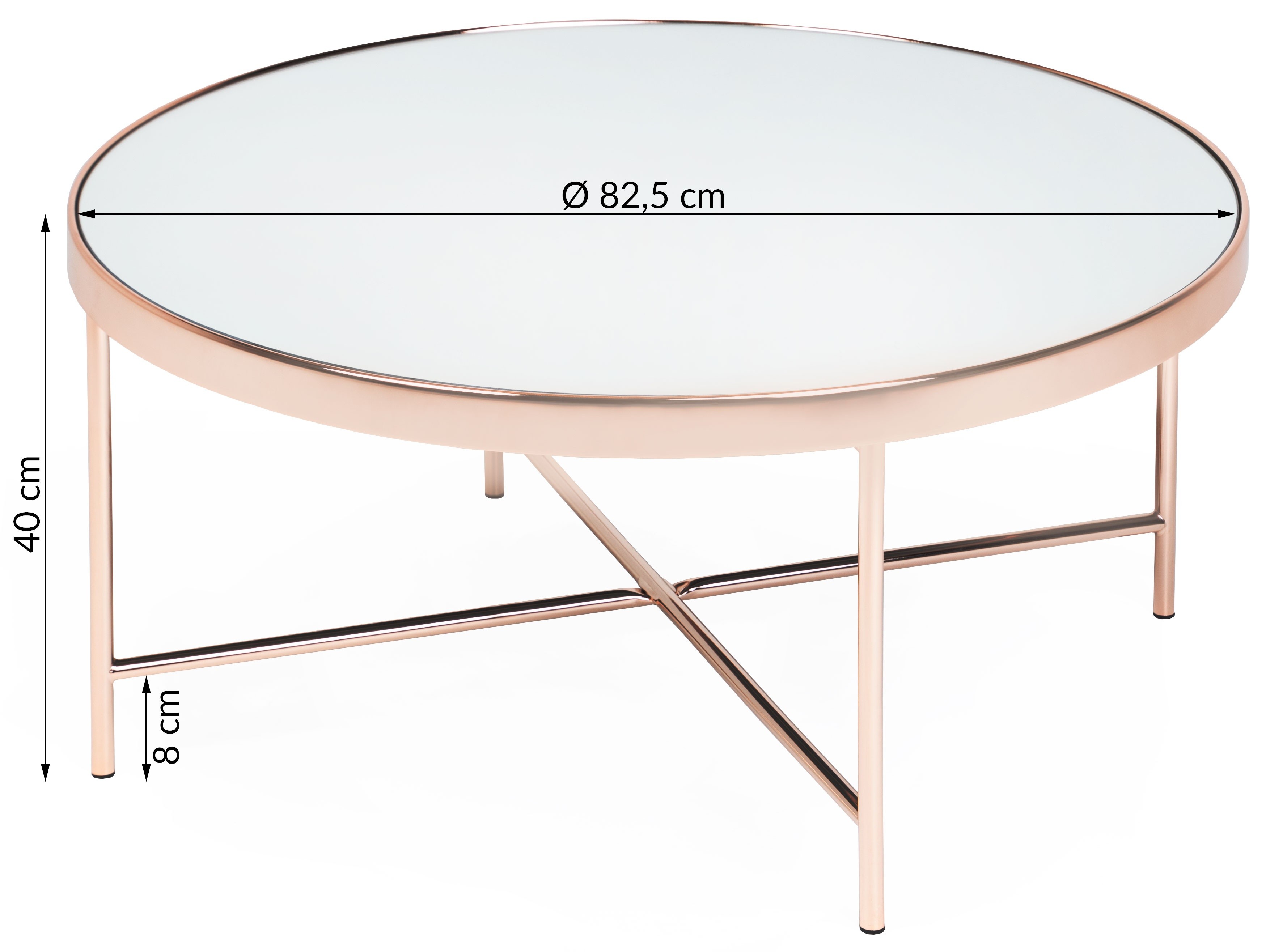 Okrągły stolik kawowy Elisa II 82 cm, miedziany/lustro