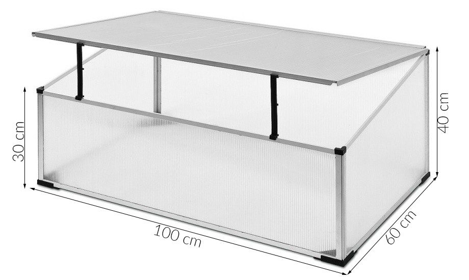 Mała szklarnia aluminiowa ogrodowa 100x60 cm poliwęglanowa rozsadnik zielnik inspekt