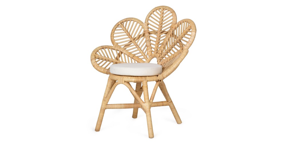 Fotel stokrotka Daisy Mini z poduszką rattan naturalny handmade boho