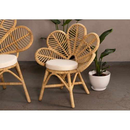 Fotel stokrotka Daisy Mini z poduszką rattan naturalny handmade boho