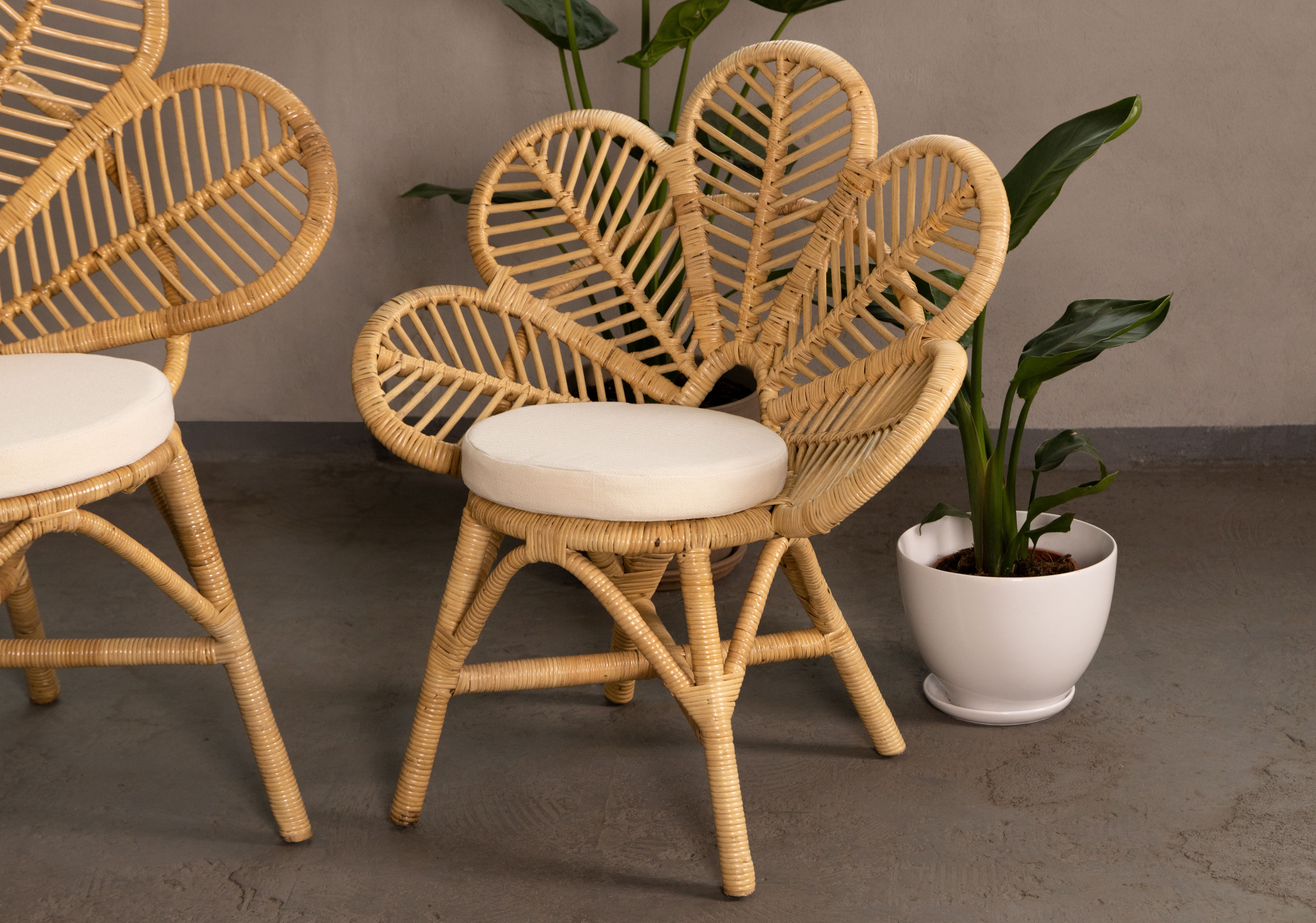 Fotel stokrotka Daisy Mini z poduszką rattan naturalny handmade boho