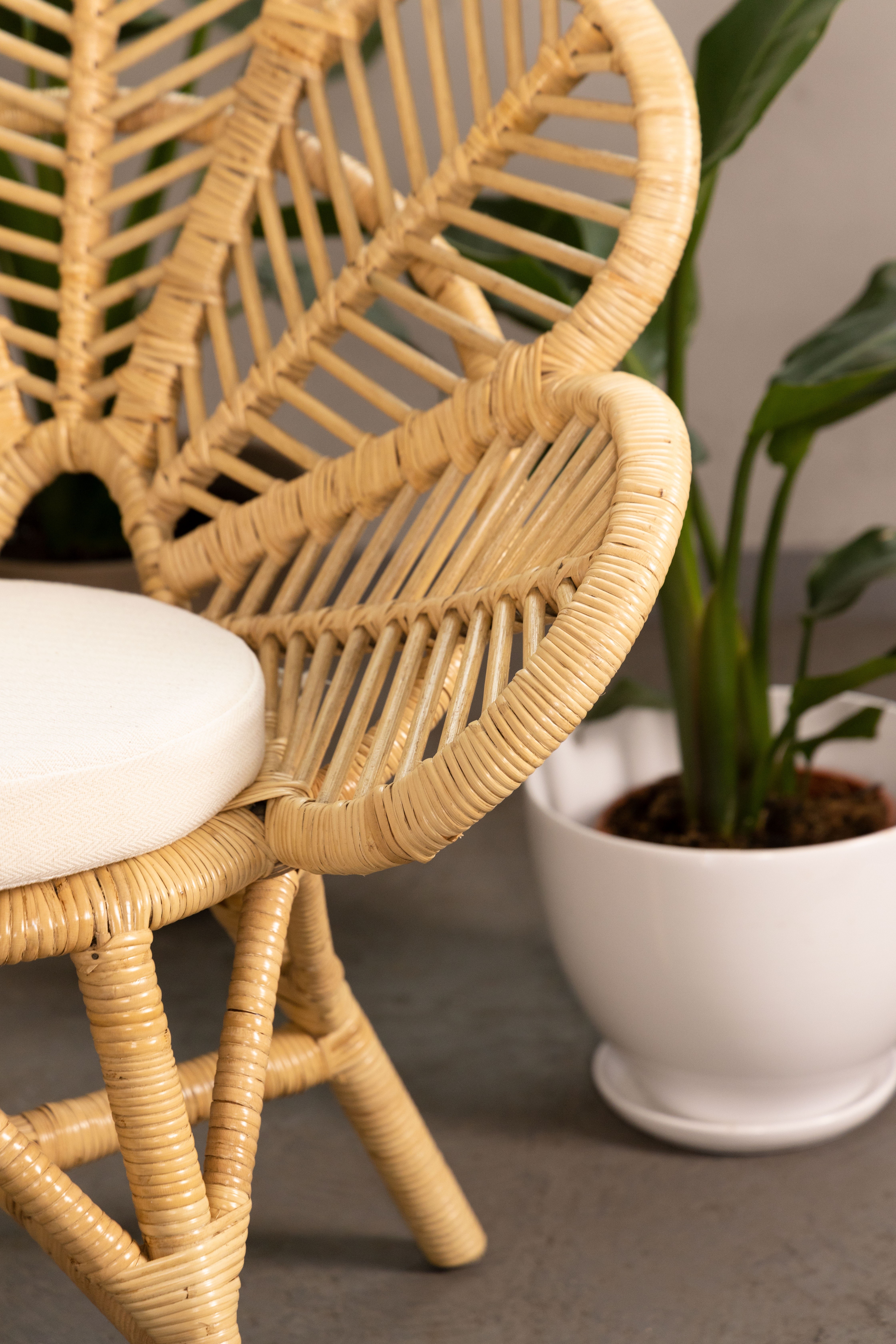 Fotel stokrotka Daisy Mini z poduszką rattan naturalny handmade boho