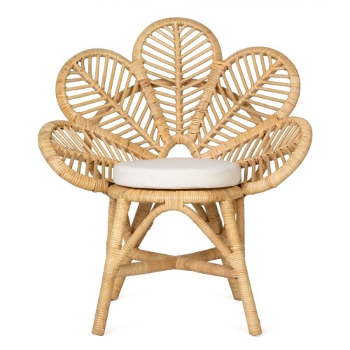 Fotel stokrotka Daisy Mini z poduszką rattan naturalny handmade boho