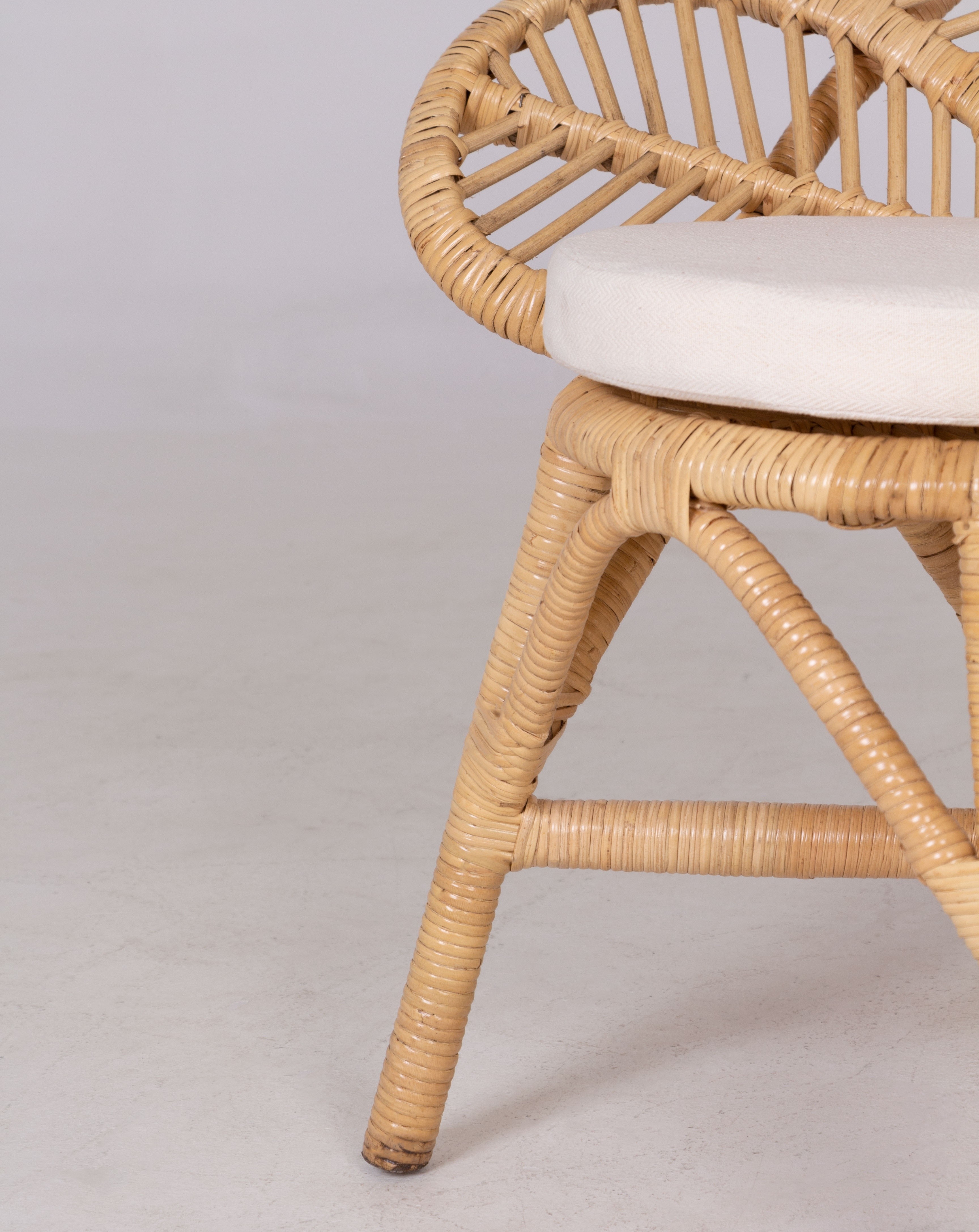 Fotel stokrotka Daisy Mini z poduszką rattan naturalny handmade boho