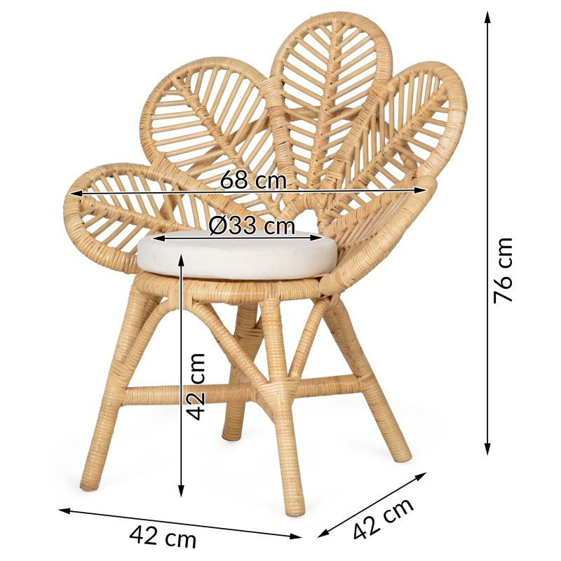 Fotel stokrotka Daisy Mini z poduszką rattan naturalny handmade boho