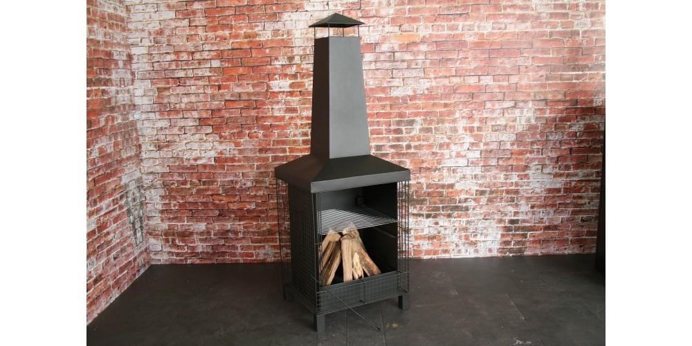 Kominek ogrodowy Topia 63x55x173 cm metalowy czarny