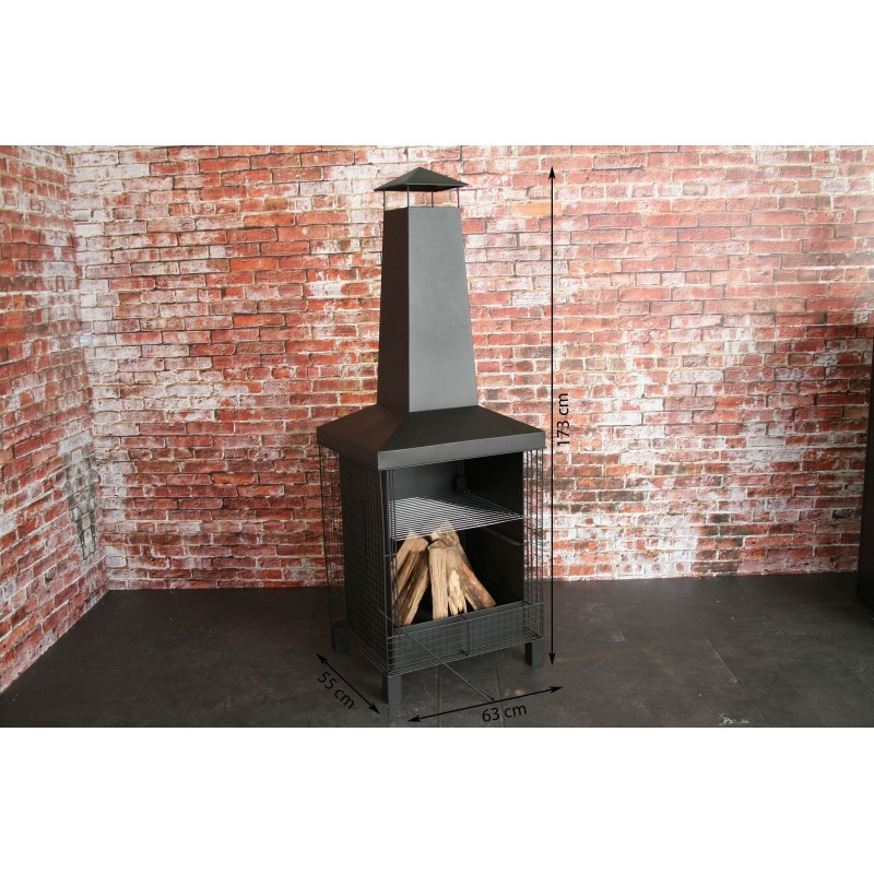 Kominek ogrodowy Topia 63x55x173 cm metalowy czarny